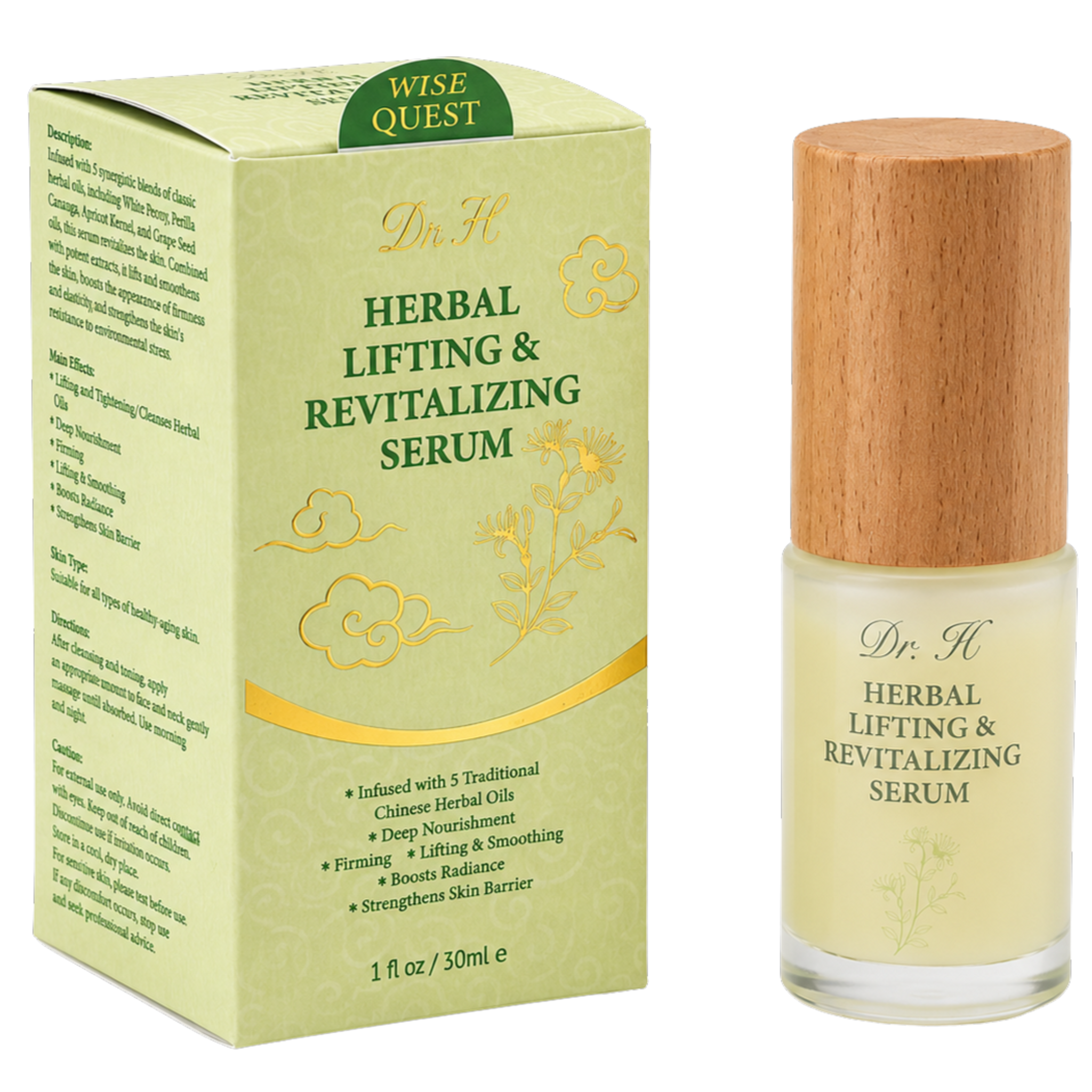 WiseQuest Herbal Lifting & Revitalizing Serum packaging