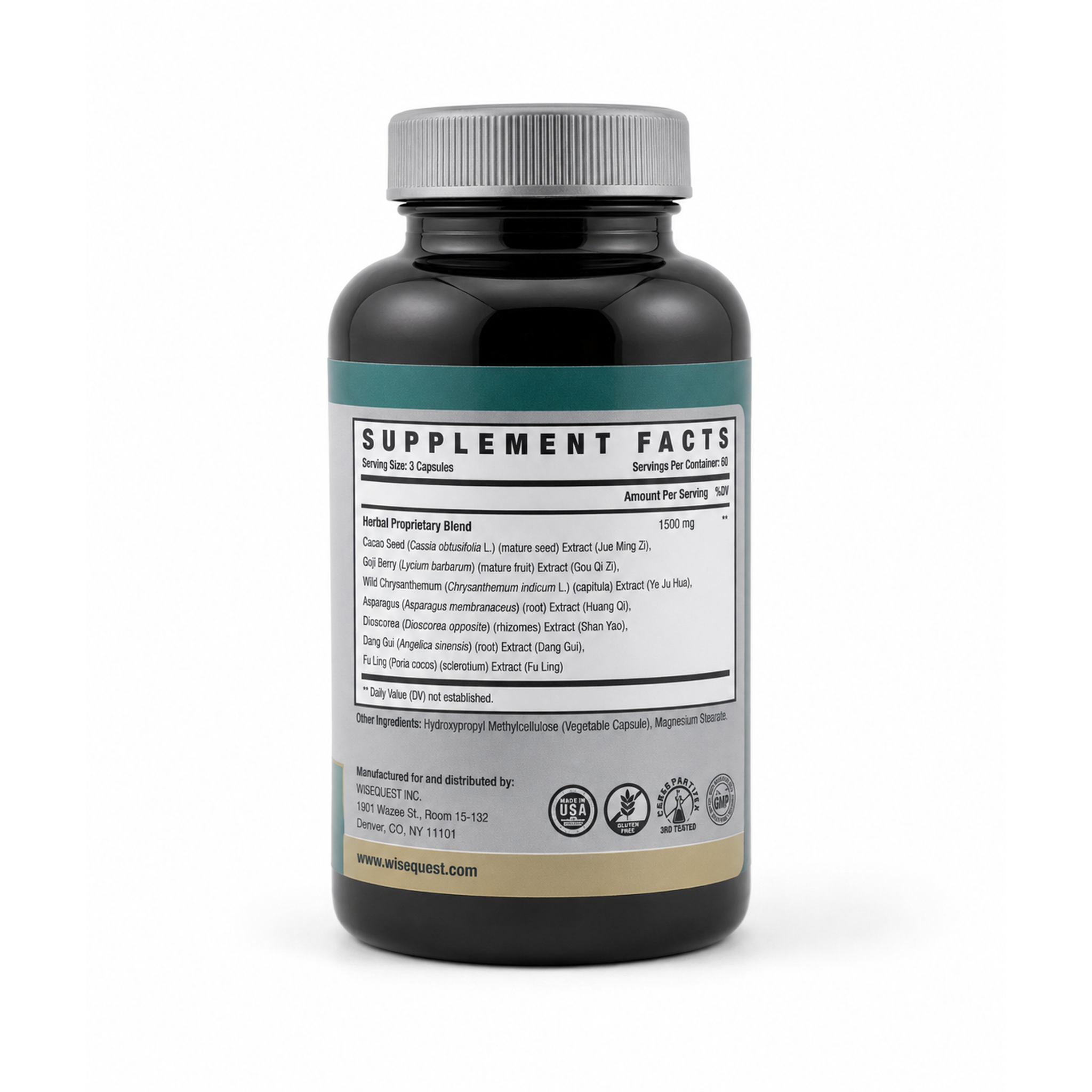 WiseQuest LUMIVIEW bottle back — supplement facts label
